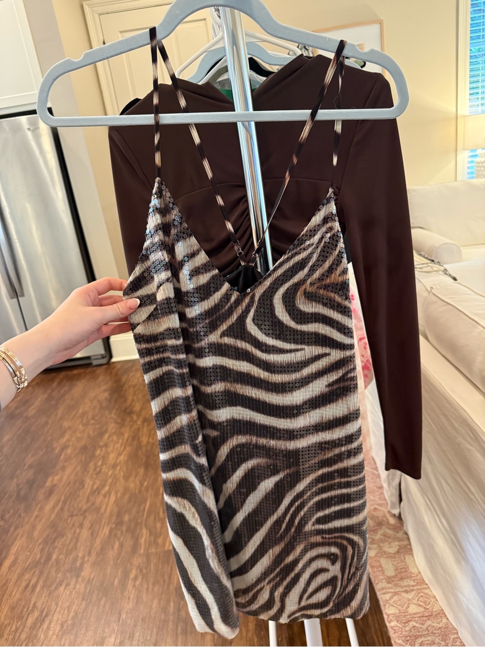 Marciano Black and White Zebra Print Mini Dress